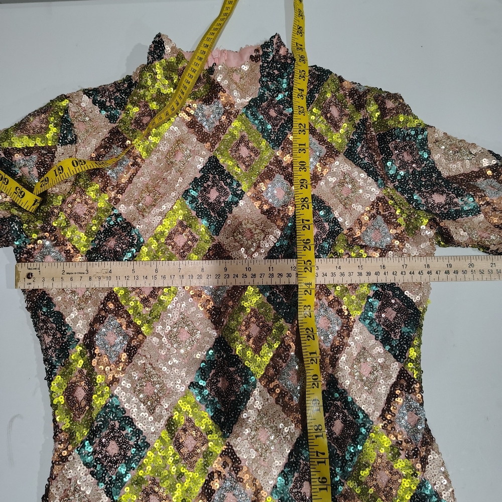 Ladies Chic Sequin Geometric Pattern Mini Dress S… - image 2